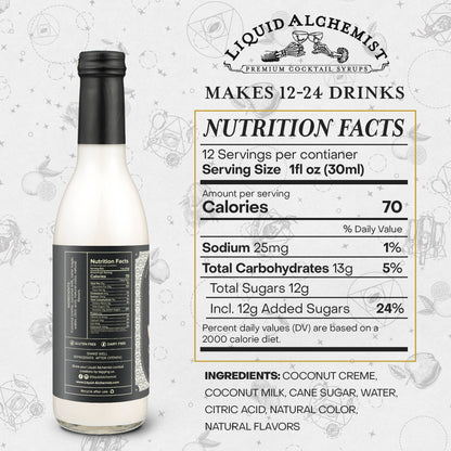 Sirope de coco para café, cócteles y piñas coladas: 750 ml