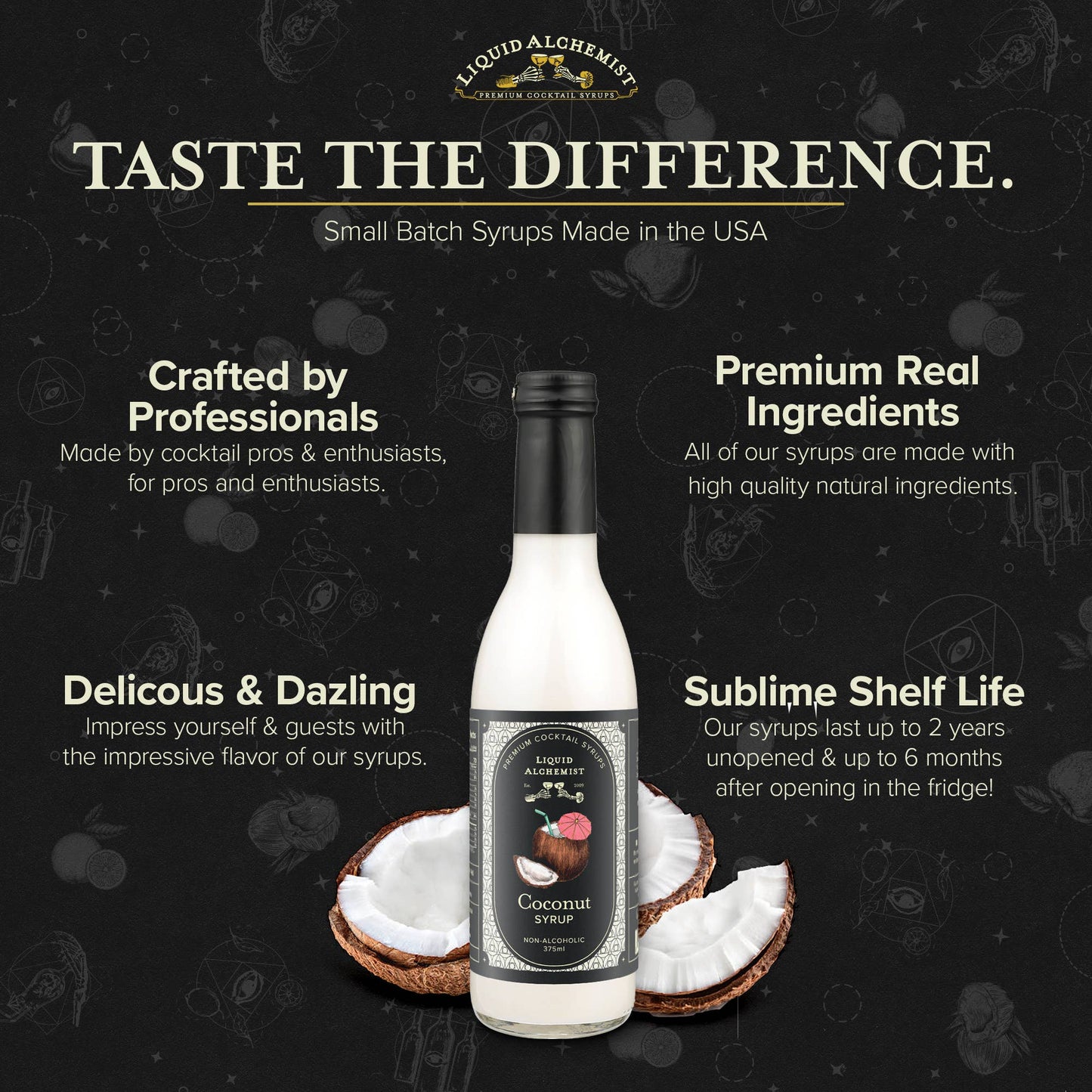 Sirope de coco para café, cócteles y piñas coladas: 750 ml