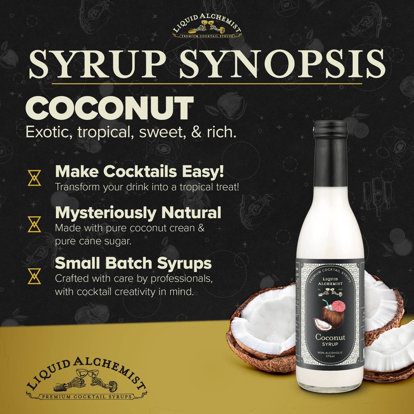 Sirope de coco para café, cócteles y piñas coladas: 750 ml